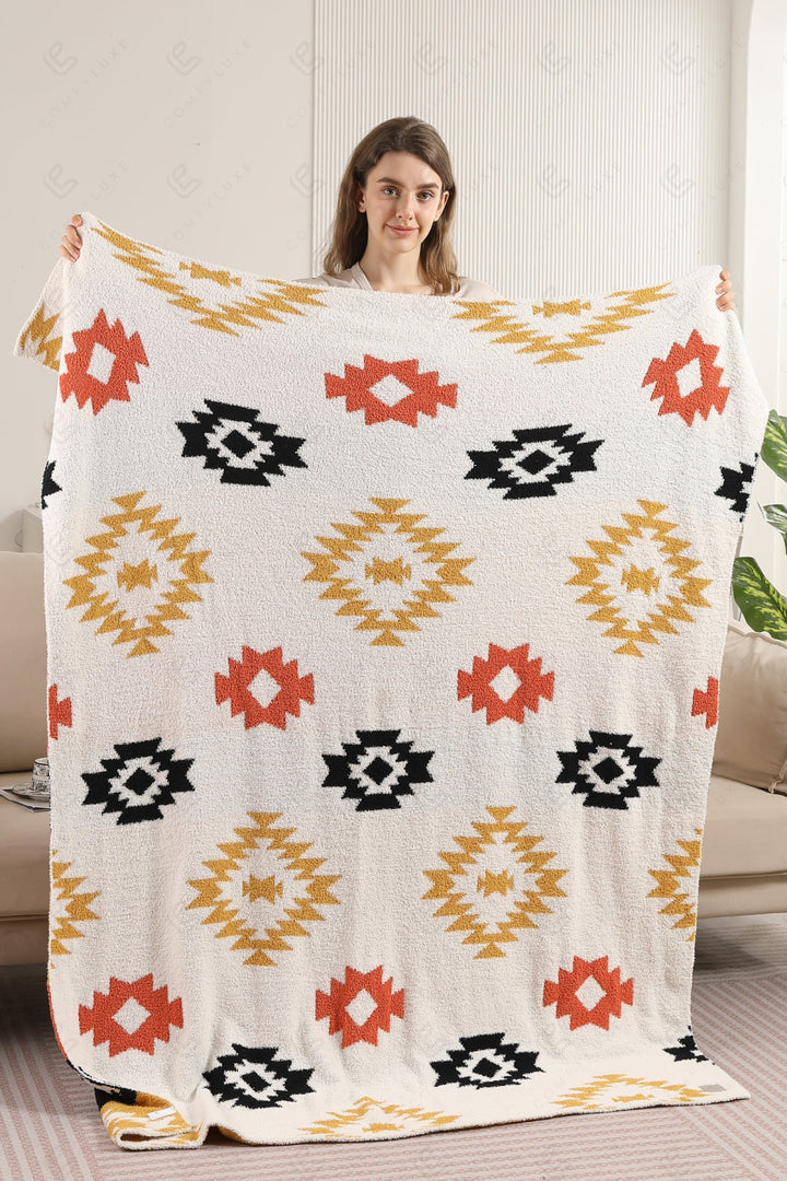 MULTI-COLORED TRIBAL PATTERN THROW BLANKET 02 THROW BLANKETS