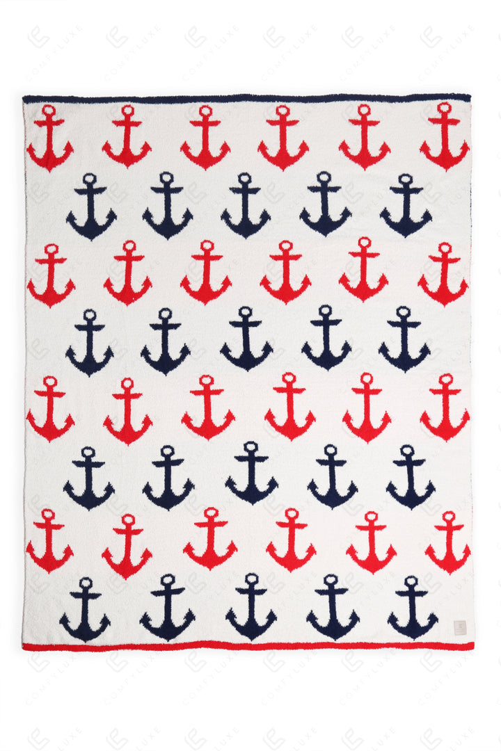 NAUTICAL PATTERN THROW BLANKET ANCHOR THROW BLANKETS