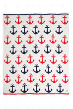 Load image into Gallery viewer, NAUTICAL PATTERN THROW BLANKET ANCHOR THROW BLANKETS
