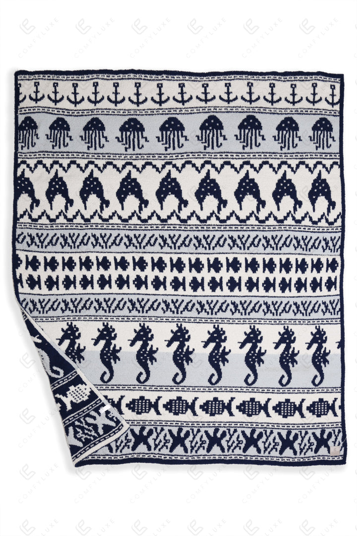 NAUTICAL PATTERN THROW BLANKET NAVY THROW BLANKETS