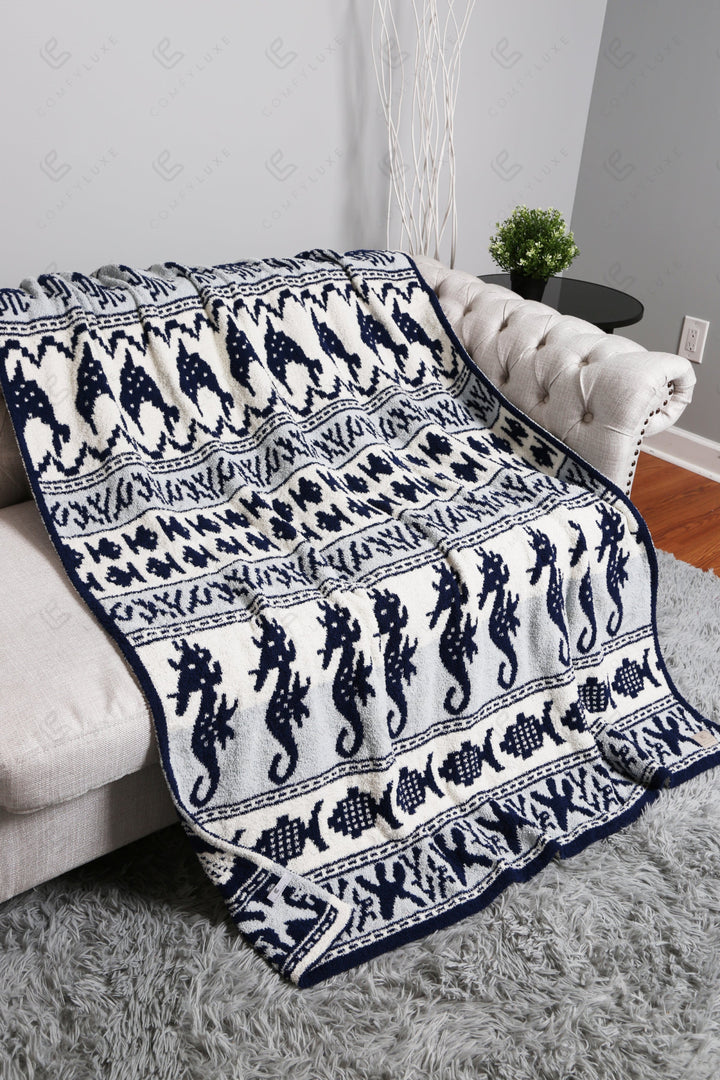 NAUTICAL PATTERN THROW BLANKET NAVY THROW BLANKETS