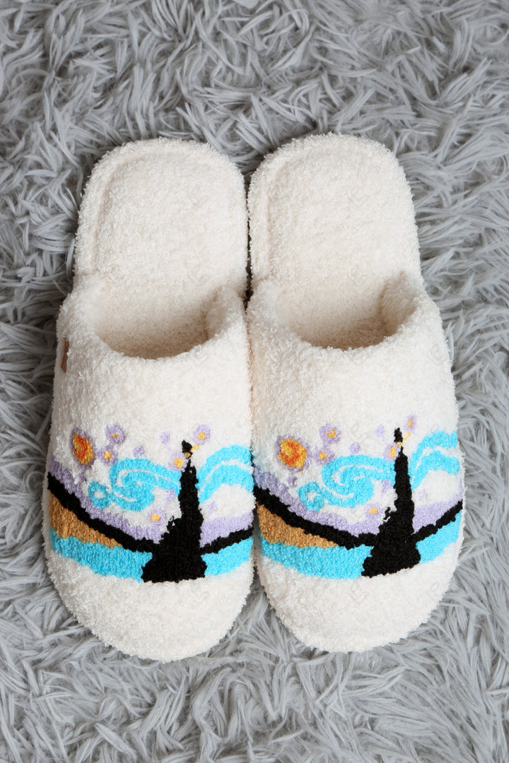 PAINTING-INSPIRED PATTERN SLIPPERS SLIPPERS/SLIDES