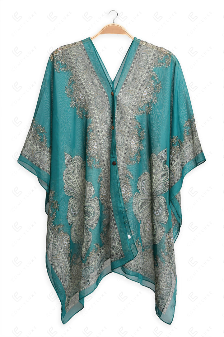 PAISLEY PATTERN COVER-UP PONCHO APPAREL