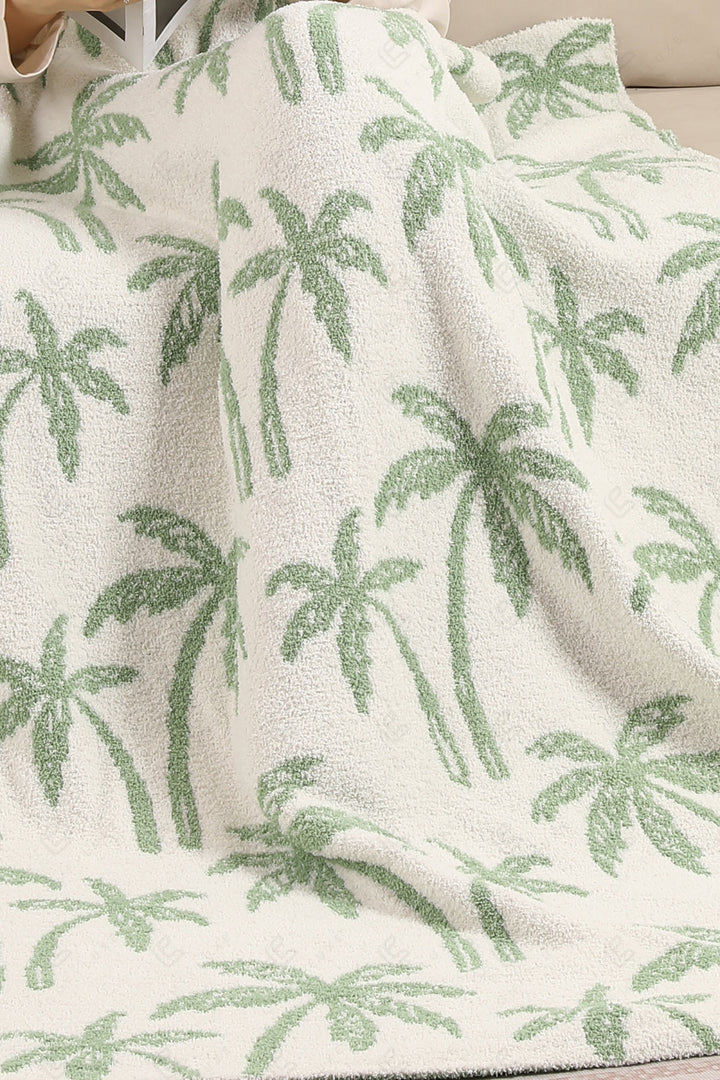 PALM TREE PATTERN THROW BLANKET GREEN THROW BLANKETS