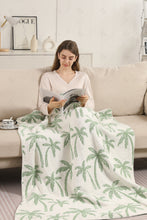 Load image into Gallery viewer, PALM TREE PATTERN THROW BLANKET GREEN THROW BLANKETS

