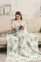 Load image into Gallery viewer, PALM TREE PATTERN THROW BLANKET GREEN THROW BLANKETS
