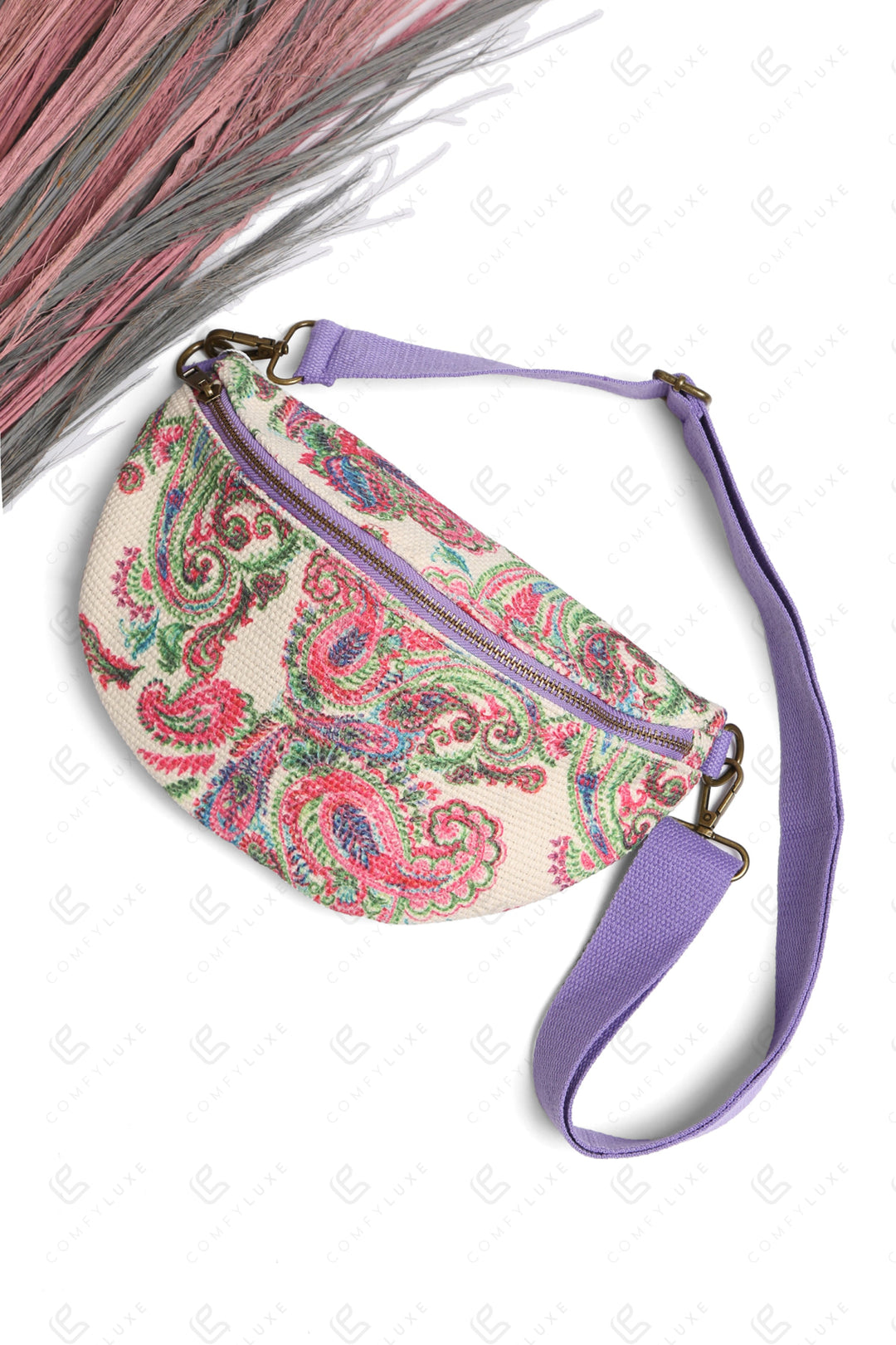 PATTERENED CROSSBODY SLING BAG 01 (Multi-Colored Paisley) BAGS