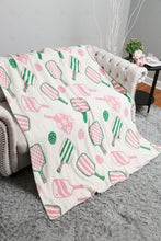 Load image into Gallery viewer, PICKLEBALL PATTERN THROW BLANKET PINK/GREEN THROW BLANKETS
