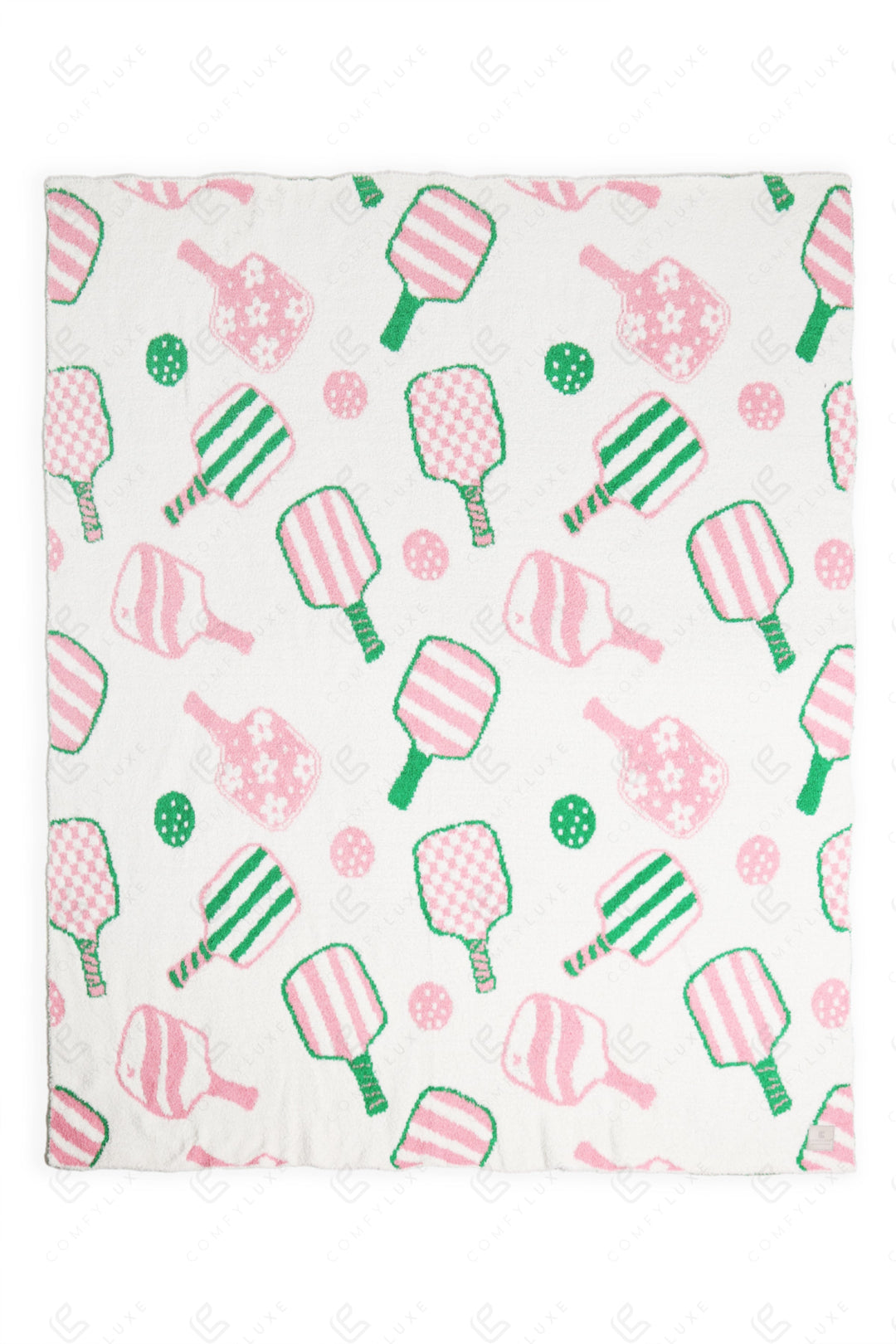 PICKLEBALL PATTERN THROW BLANKET PINK/GREEN THROW BLANKETS