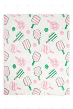 Load image into Gallery viewer, PICKLEBALL PATTERN THROW BLANKET PINK/GREEN THROW BLANKETS
