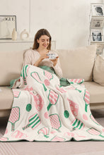 Load image into Gallery viewer, PICKLEBALL PATTERN THROW BLANKET PINK/GREEN THROW BLANKETS
