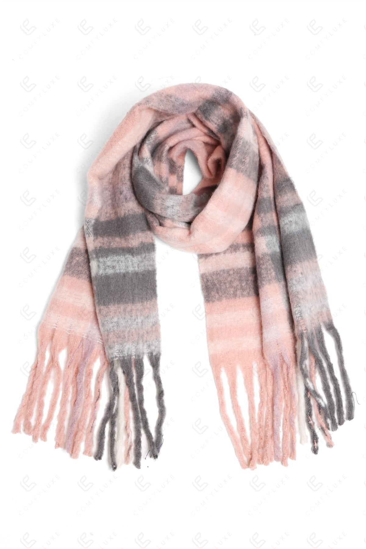 PLAID PATTERN SCARF PINK SCARVES