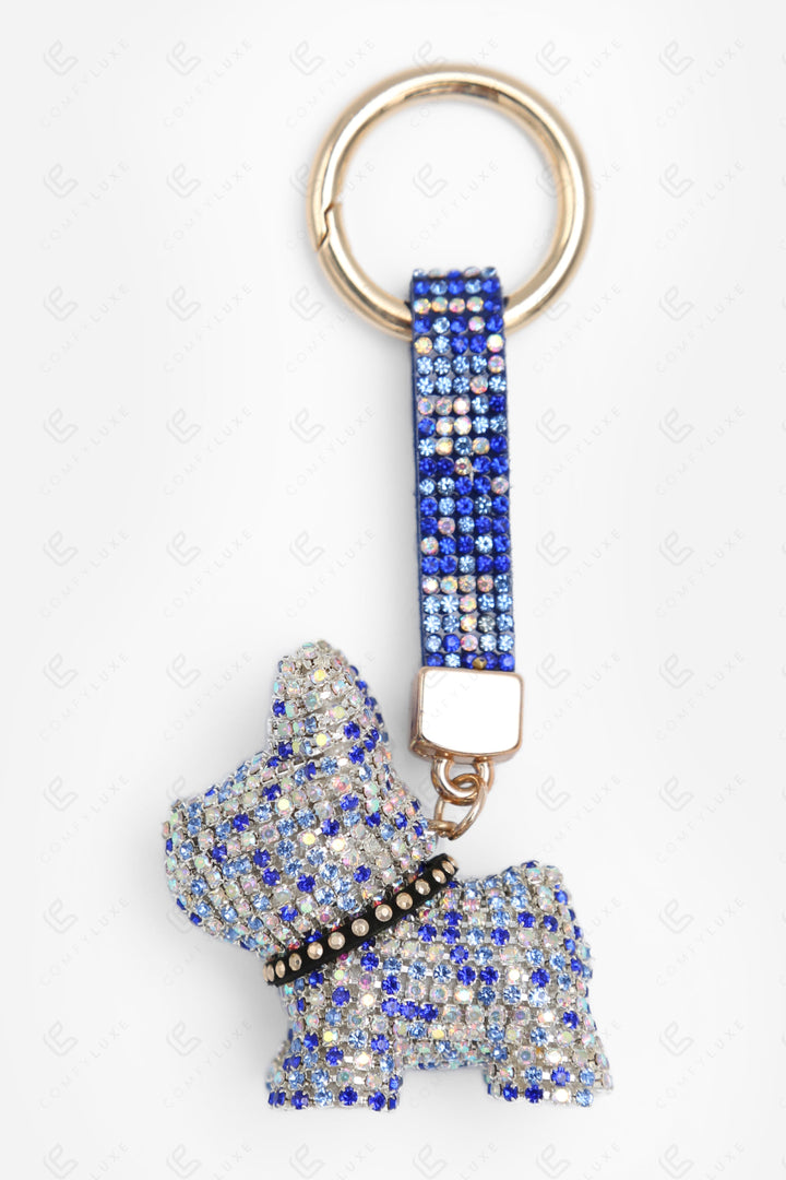 PUPPY KEYCHAIN/BAG CHARM WHITE/BLUE KEYCHAINS