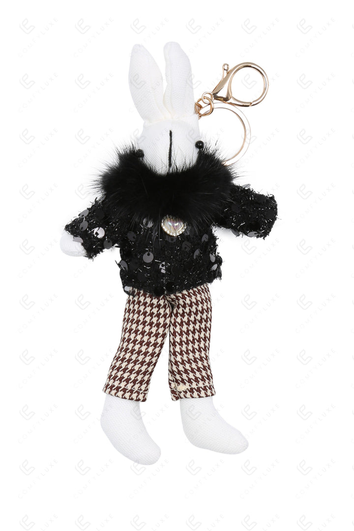 RABBIT IN PANTS KEYCHAIN/BAG CHARM BLACK KEYCHAINS