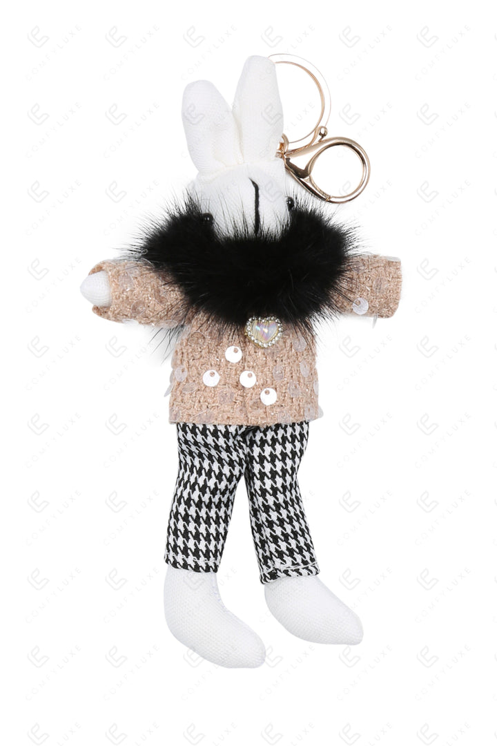 RABBIT IN PANTS KEYCHAIN/BAG CHARM CAMEL KEYCHAINS