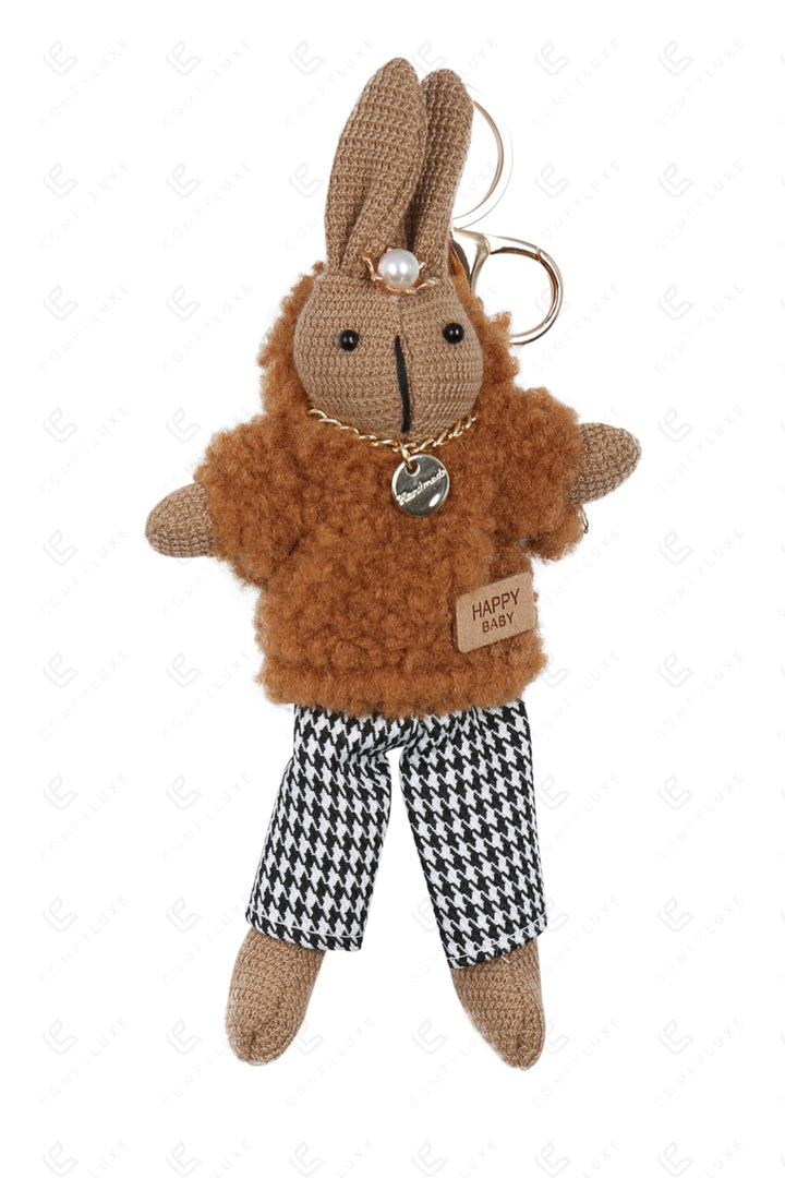 RABBIT IN PANTS KEYCHAIN/BAG CHARM CAMEL KEYCHAINS
