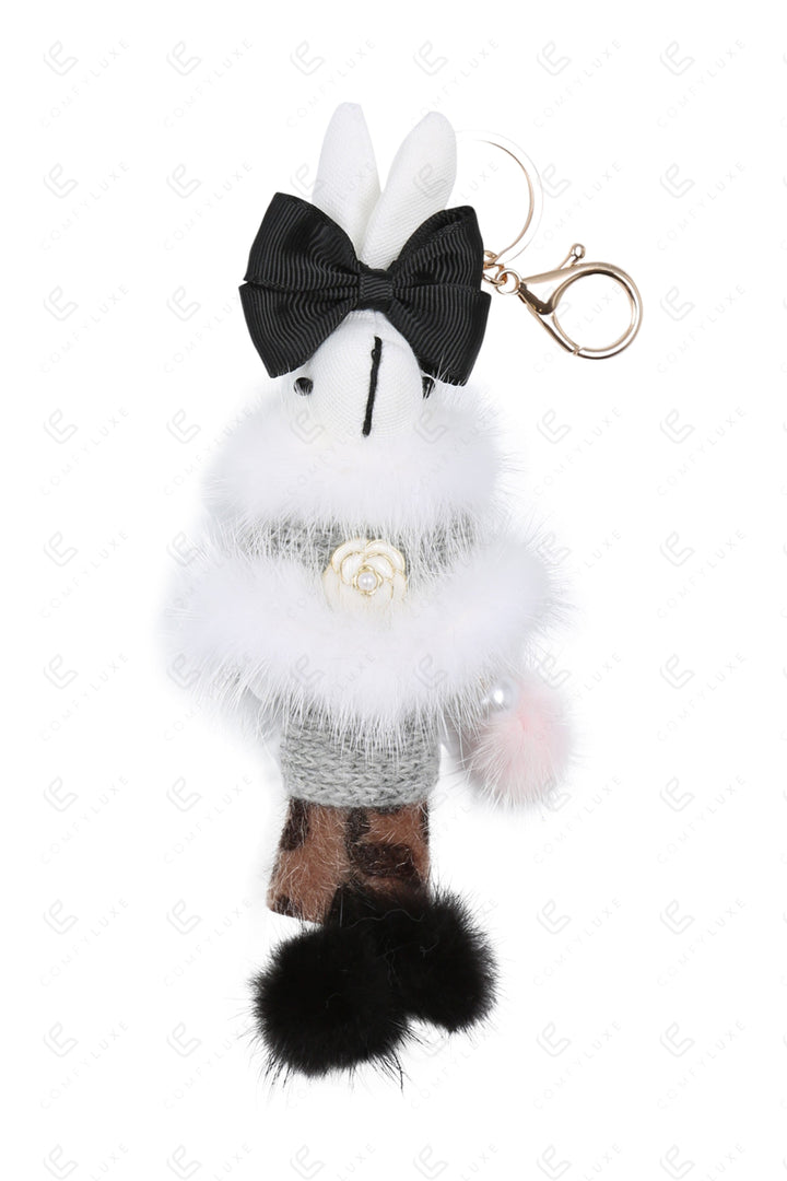 RABBIT IN PANTS KEYCHAIN/BAG CHARM GRAY KEYCHAINS