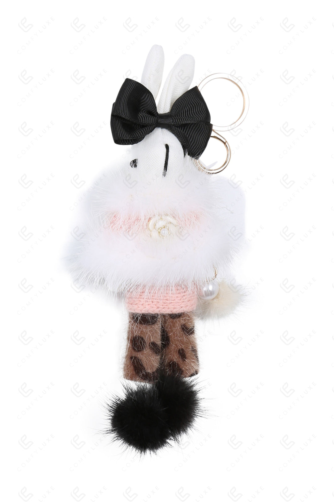 RABBIT IN PANTS KEYCHAIN/BAG CHARM PINK KEYCHAINS