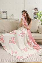 Load image into Gallery viewer, RIBBON PATTERN THORW BLANKET PINK THROW BLANKETS
