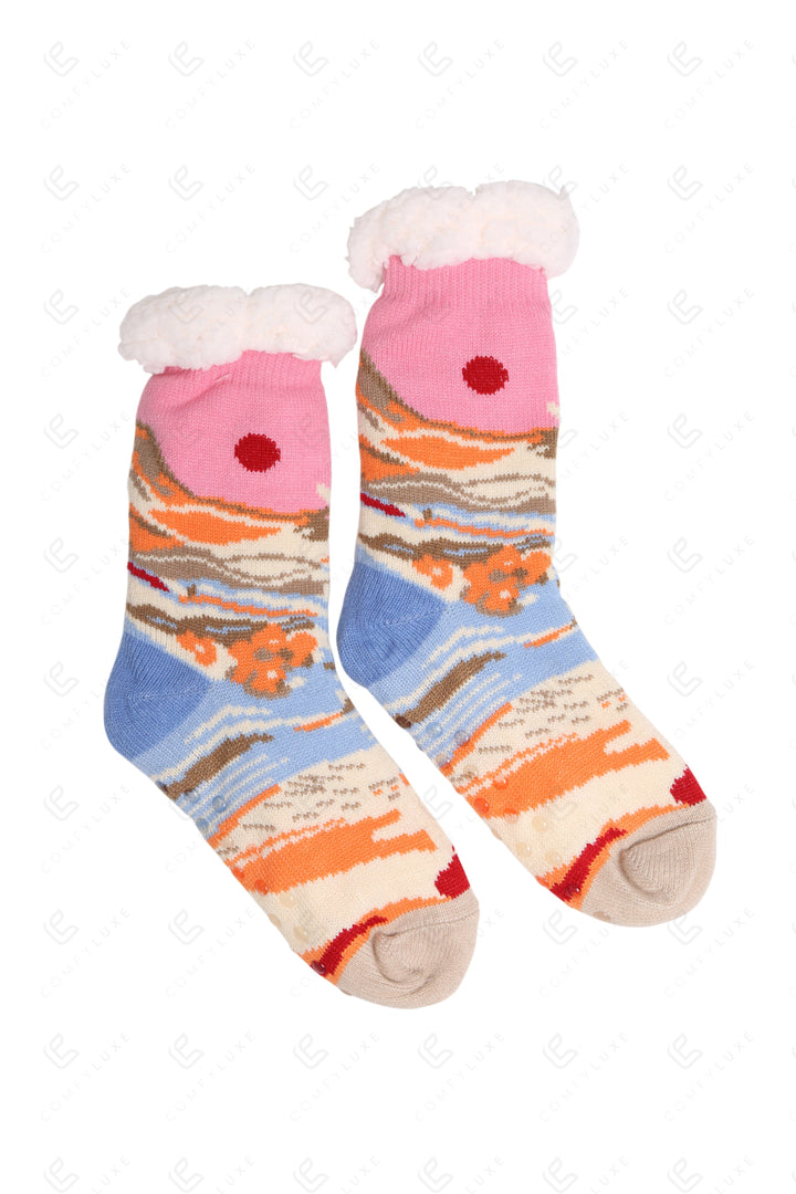 SCENIC LANDSCAPE PATTERN SLIPPER SOCKS SOCKS