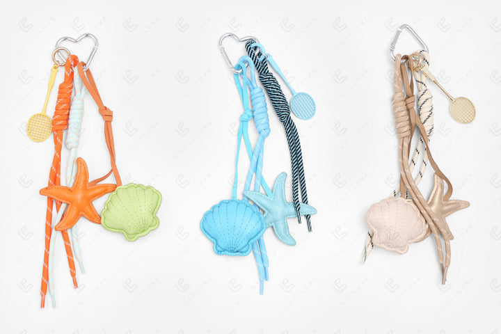 SEASHELL &amp; STARFISH KEYCHAIN/BAG CHARM KEYCHAINS