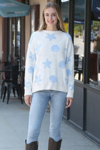 Load image into Gallery viewer, SEASHELL &amp; STARFISH PATTERN SWEATER BLUE APPAREL
