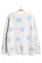 Load image into Gallery viewer, SEASHELL &amp; STARFISH PATTERN SWEATER BLUE APPAREL
