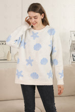 Load image into Gallery viewer, SEASHELL &amp; STARFISH PATTERN SWEATER BLUE APPAREL
