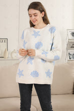 Load image into Gallery viewer, SEASHELL &amp; STARFISH PATTERN SWEATER BLUE APPAREL
