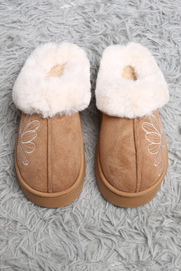 SOLID COLOR & FLORAL PATTERN MULE SLIPPERS CAMEL SLIPPERS/SLIDES