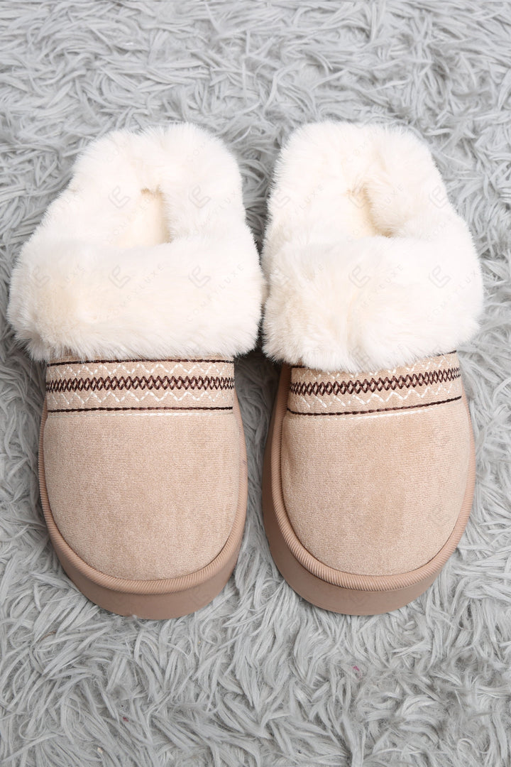 SOLID COLOR &amp; GEOMETRIC PATTERN MULE SLIPPERS BEIGE SLIPPERS/SLIDES