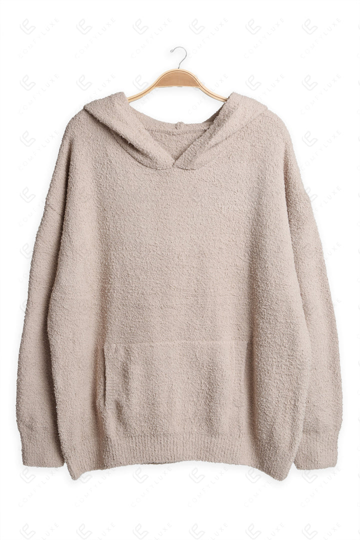 SOLID COLOR HOODIE BEIGE APPAREL