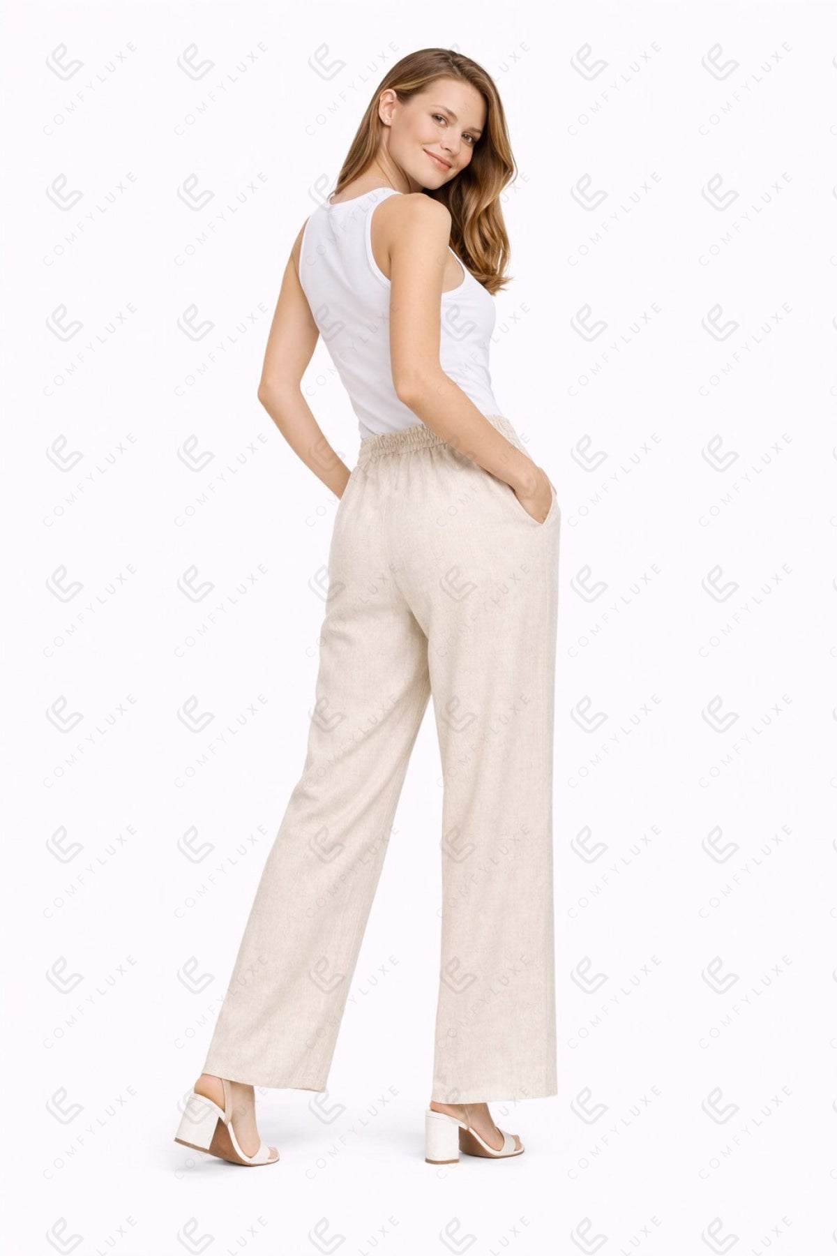 SOLID COLOR LINEN PANTS APPAREL