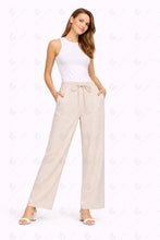 Load image into Gallery viewer, SOLID COLOR LINEN PANTS BEIGE APPAREL
