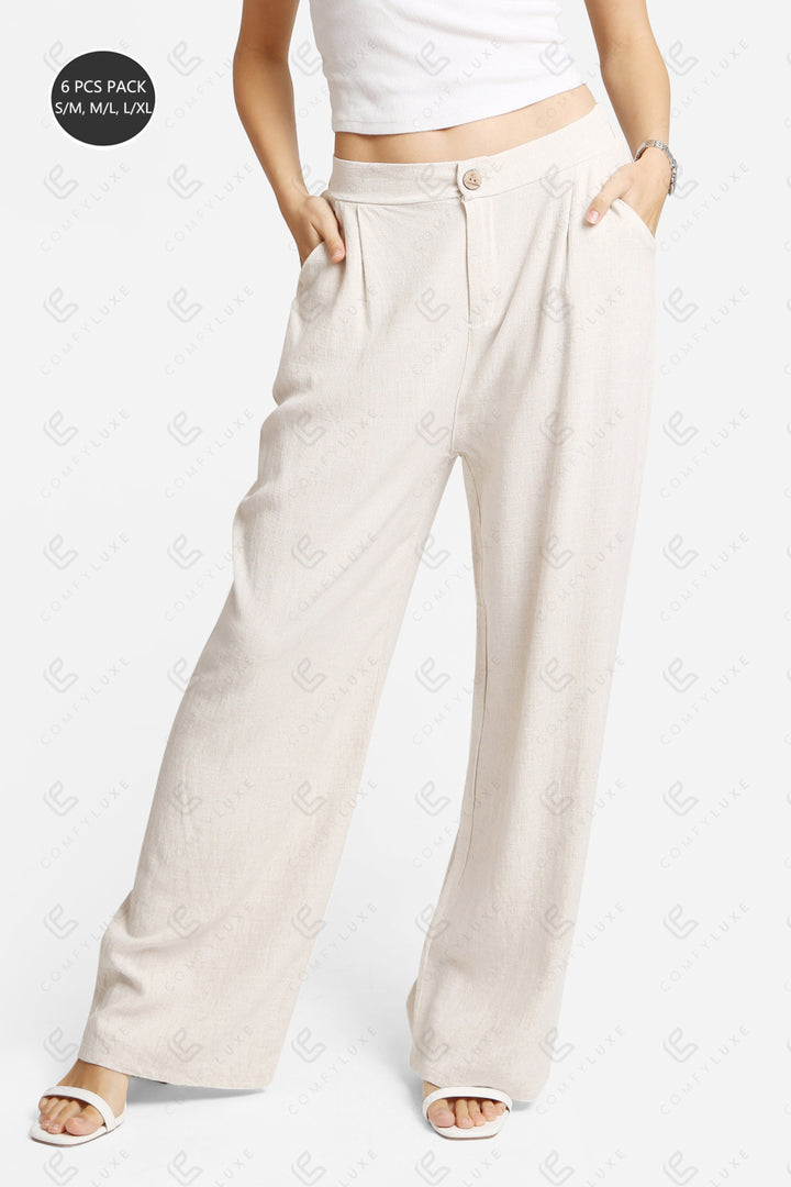 SOLID COLOR PANTS BEIGE APPAREL