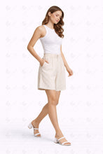 Load image into Gallery viewer, SOLID COLOR LINEN SHORTS BEIGE APPAREL
