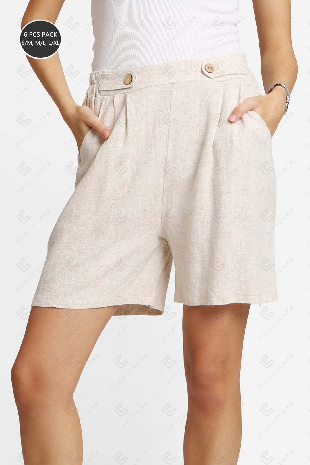 SOLID COLOR SHORTS BEIGE APPAREL