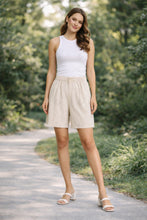 Load image into Gallery viewer, SOLID COLOR LINEN SHORTS BEIGE APPAREL

