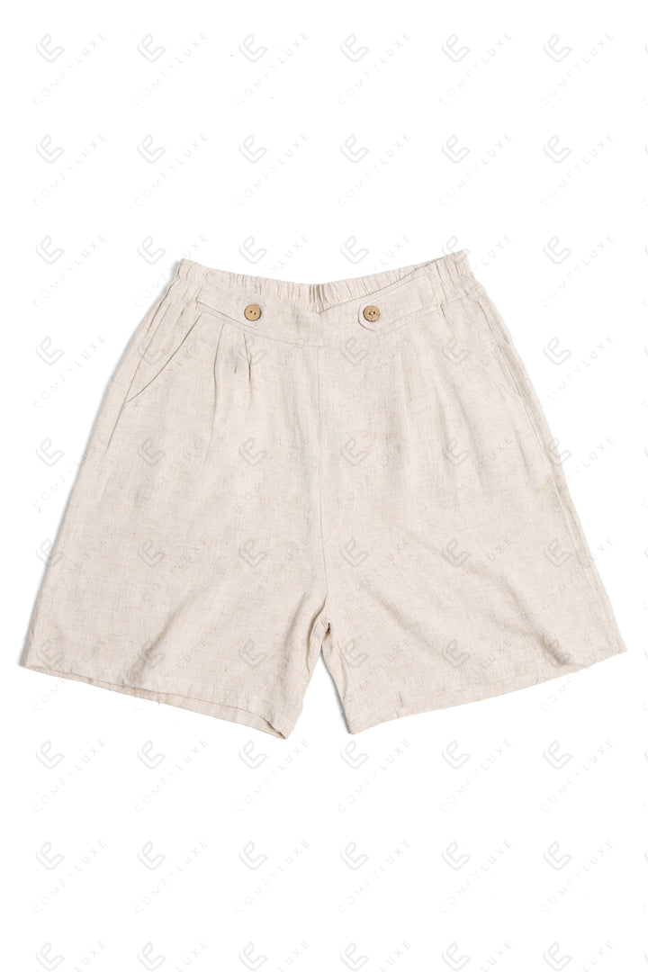SOLID COLOR LINEN SHORTS BEIGE APPAREL