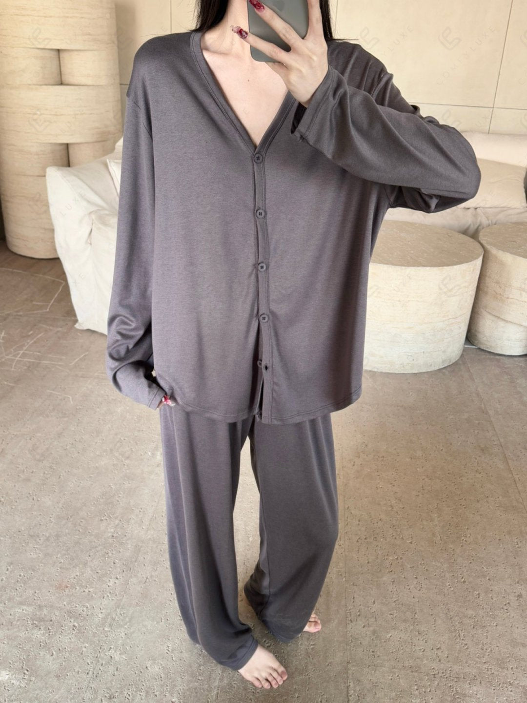 SOLID COLOR LOUNGEWEAR SET APPAREL