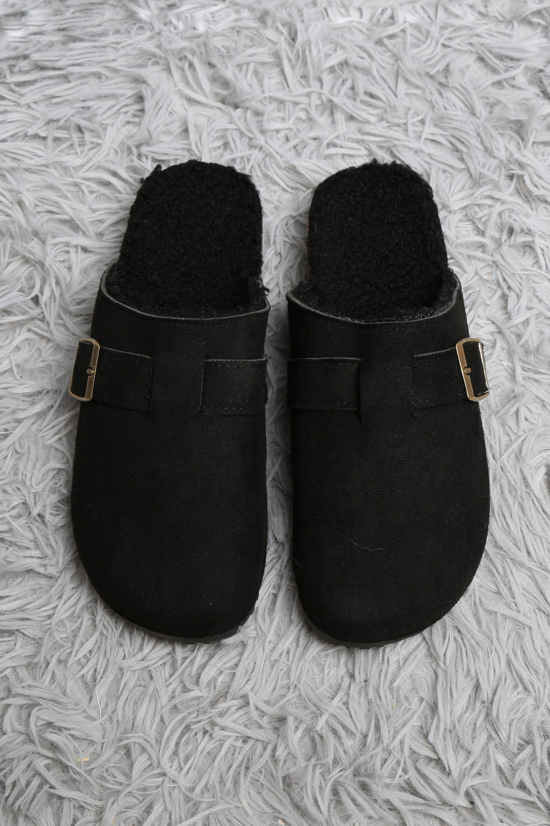 SOLID COLOR MULE SLIPPERS BLACK SLIPPERS/SLIDES