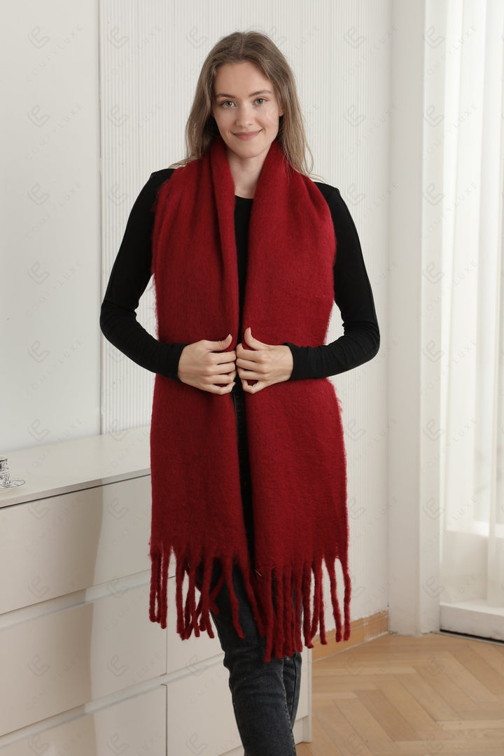 SOLID COLOR SCARF RED SCARVES