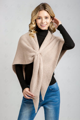 SOLID COLOR SHAWL BEIGE APPAREL