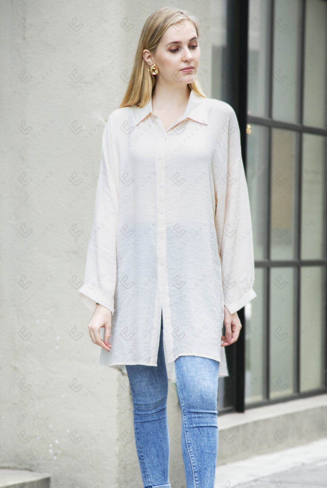 SOLID COLOR SHIRT BEIGE APPAREL