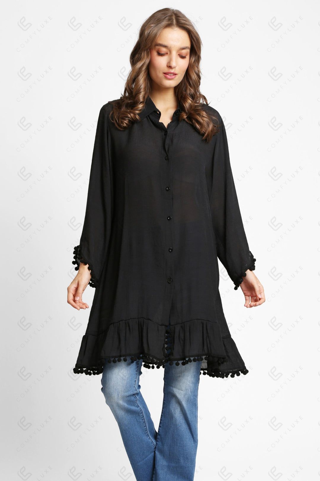 SOLID COLOR SHIRT BLACK APPAREL