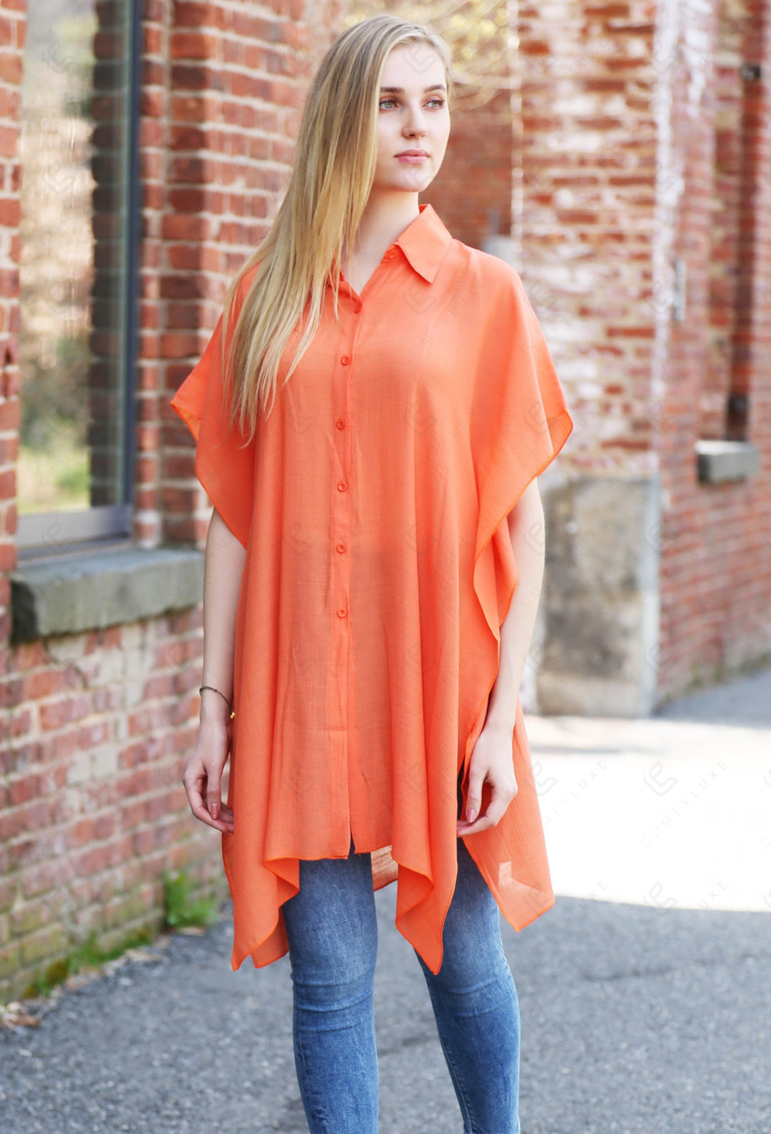 SOLID COLOR SHIRT ORANGE APPAREL