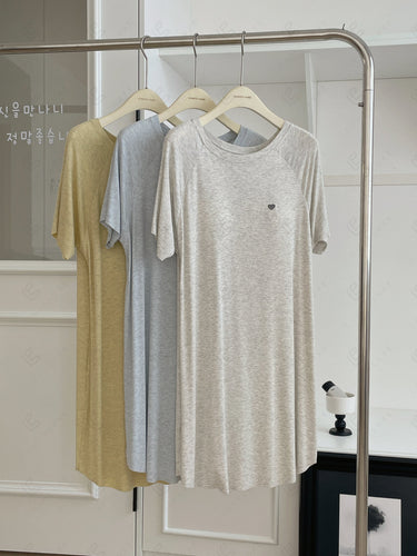 Solid Color Short Sleeve Scoop Neck Sleepshirt APPAREL
