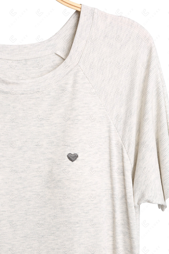 Solid Color Short Sleeve Scoop Neck Sleepshirt APPAREL