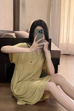 Load image into Gallery viewer, Solid Color Short Sleeve Scoop Neck Sleepshirt APPAREL

