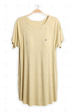 Load image into Gallery viewer, Solid Color Short Sleeve Scoop Neck Sleepshirt YELLOW APPAREL
